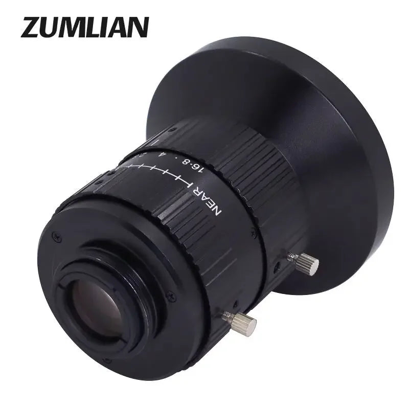 PhoneFIX 12MP C-mount 6mm F1.8 FA Eyefish Prime Lens for machine vision inspection, featuring wide-angle fisheye view.
