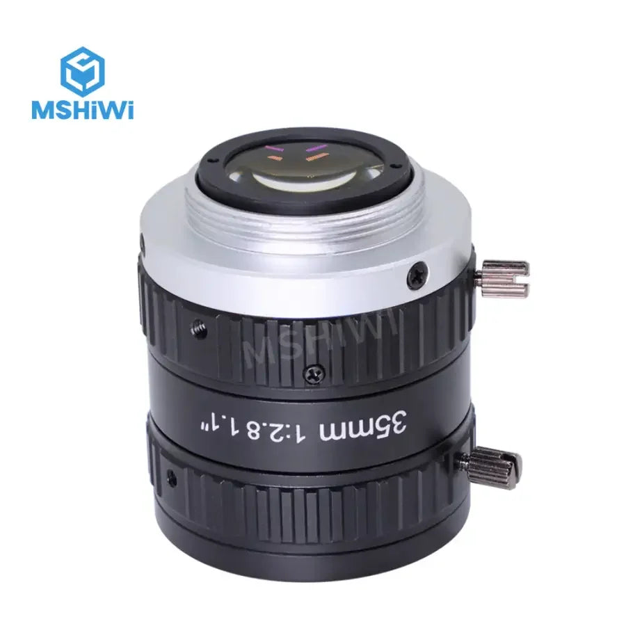 PHONEFIX 20MP C-mount 35mm prime machine vision lens with 1.1" F2.8 aperture for precise imaging and camera applications.