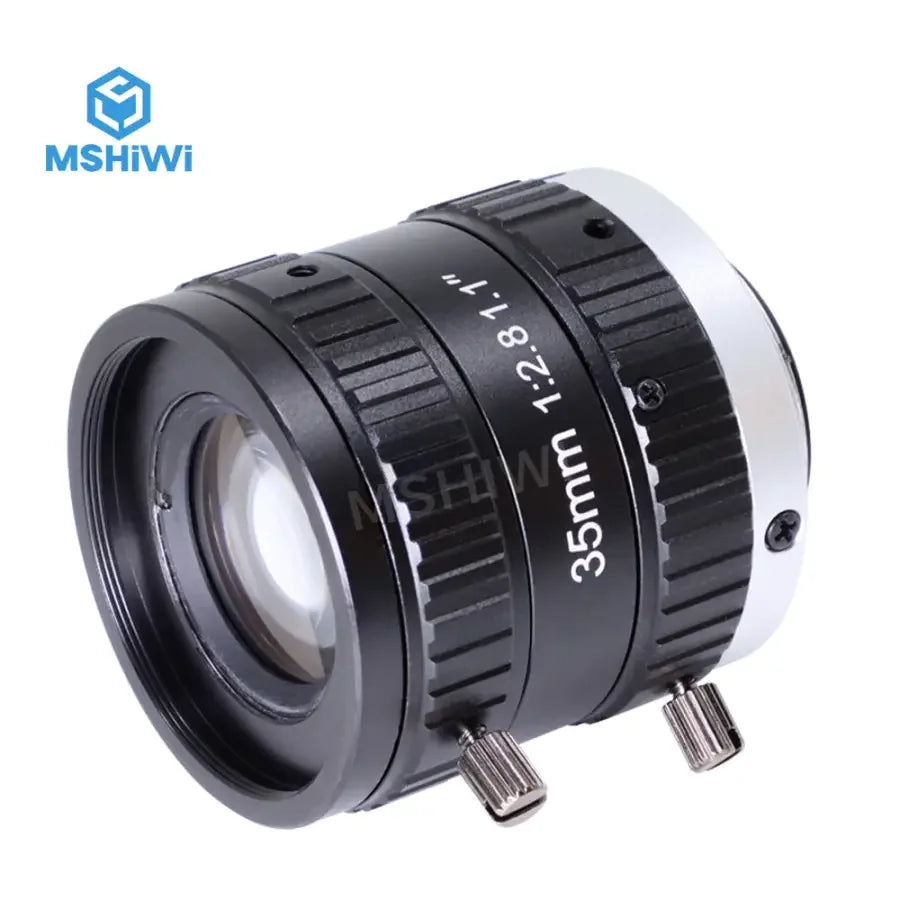 PHONEFIX 20MP C-mount 35mm prime machine vision lens with 1.1" F2.8 aperture, designed for high-quality industrial imaging.