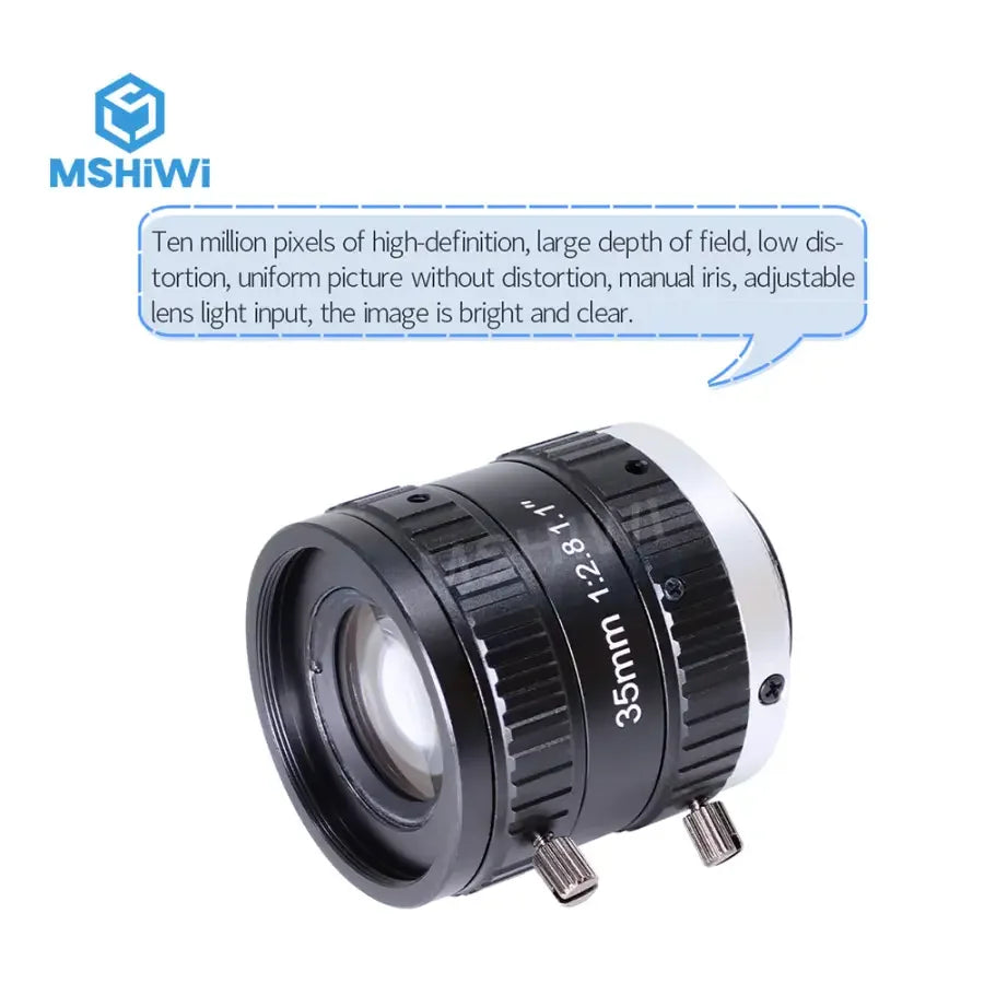 PHONEFIX 20MP C-mount 35mm prime camera lens with F2.8 aperture, designed for machine vision applications.