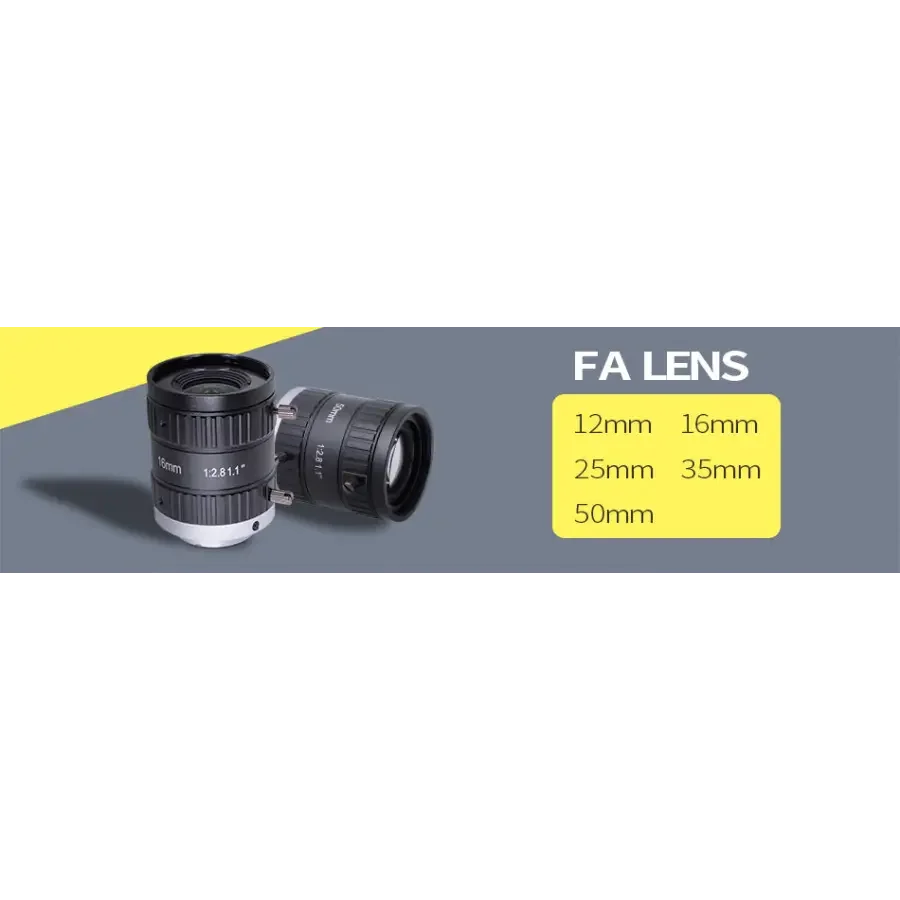 PHONEFIX 20MP C-mount 35mm prime machine vision lens with 1.1" F2.8 aperture for industrial camera applications.