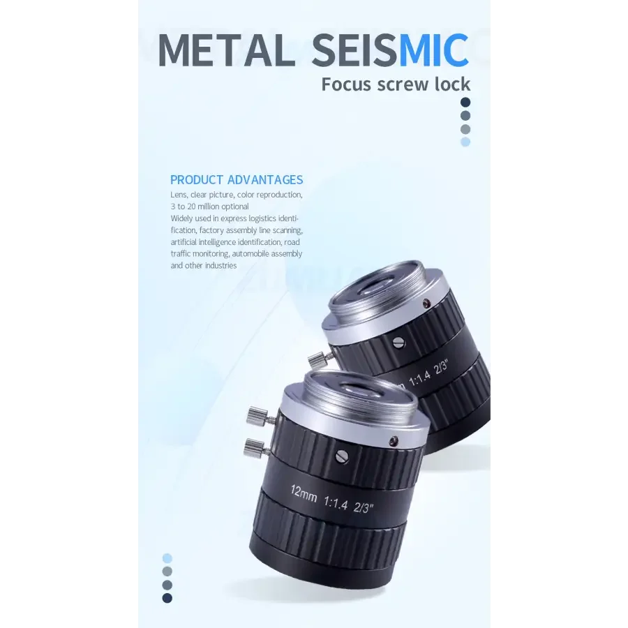 PHONEFIX 20MP C-mount 35mm prime machine vision lens with 1.1" F2.8 aperture for precise imaging and optical clarity