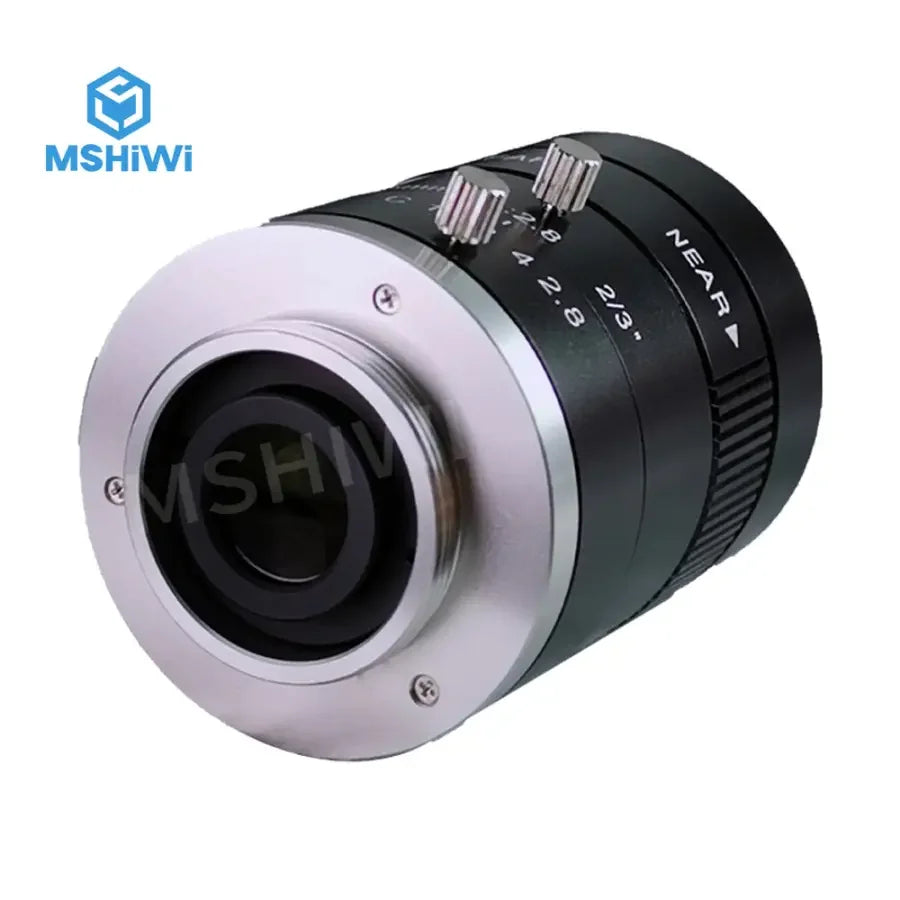 PhoneFix 3MP 75mm manual iris C-mount industrial machine vision lens with F2.8 aperture and 2/3" sensor.
