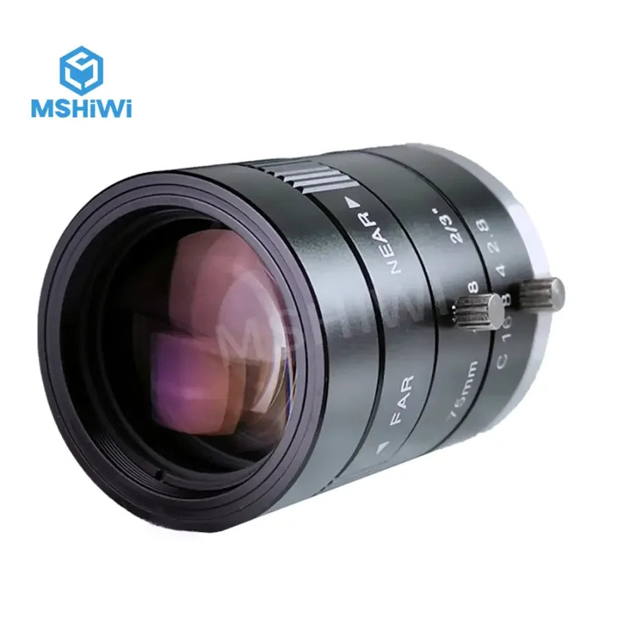 PhoneFIX 3MP 75mm manual iris C-mount industrial machine vision lens with F2.8 aperture for precise imaging.