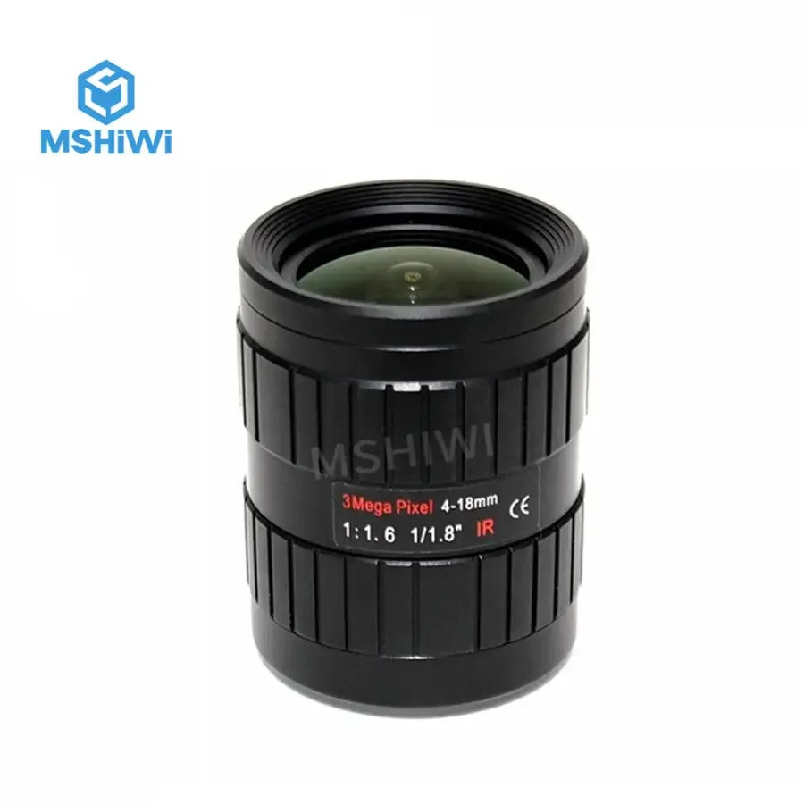 PHONEFIX 3MP varifocal industrial machine vision lens with 4-18mm F1.6 C mount, 1/1.8 inch sensor for precise imaging.