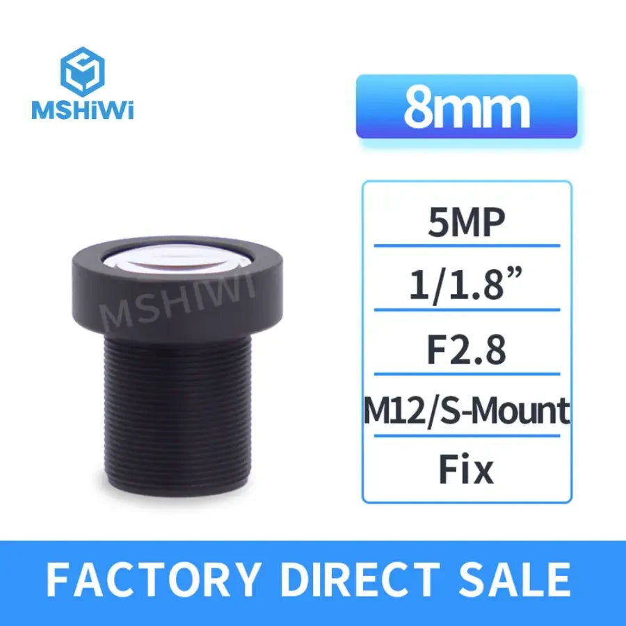 5.0MP ITS camera with 8mm prime lens, M12/S-mount, designed for machine vision applications, by PHONEFIX.