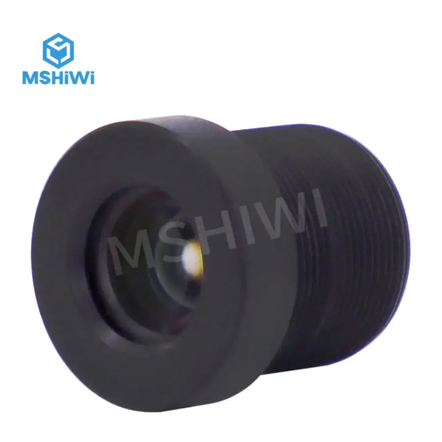 PHONEFIX 5.0MP 16mm M12/S-mount F2.8 machine vision lens showing the lens with M12 mount and focus ring for industrial imaging.