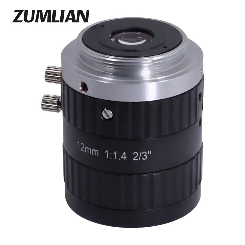 Objectif PhoneFix 5.0MP à monture C pour caméras de vidéosurveillance, focale de 12 mm, ouverture F1.4, conçu pour les caméras de vision industrielle.