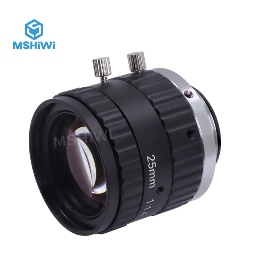 PHONEFIX 5.0MP C-mount machine vision lens, 25mm fixed focus F1.4 for industrial inspection, high-resolution imaging.