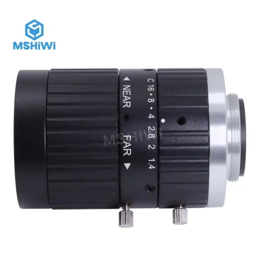 PhoneFix 5.0MP C-mount 50mm machine vision lens with F1.4 aperture and manual iris for 2/3" format cameras.