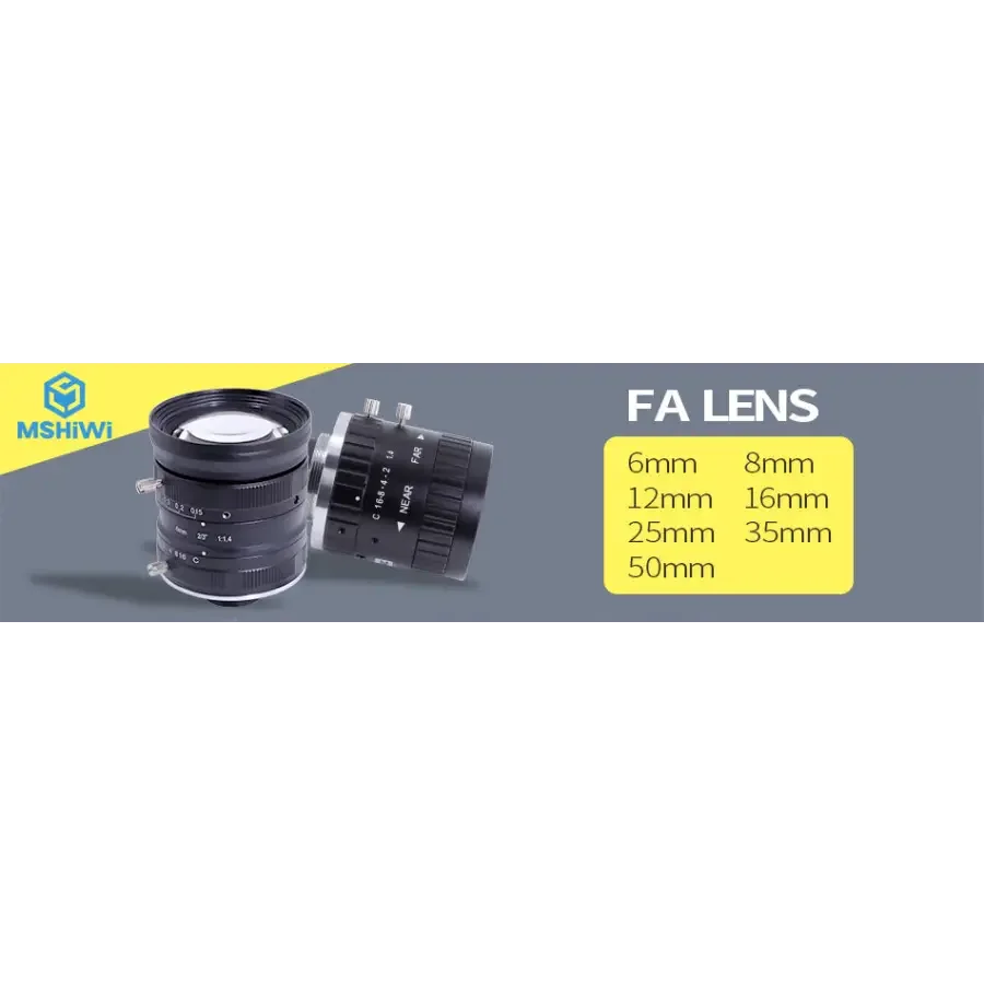 PHONEFIX 5.0MP C-mount 50mm machine vision lens with 2/3" format, F1.4 aperture, manual iris for high-quality imaging