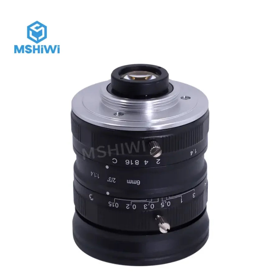 PHONEFIX 5.0MP C-mount 6mm FA lens for industrial cameras, F1.4, machine vision lens, suitable for 2/3" sensor cameras.
