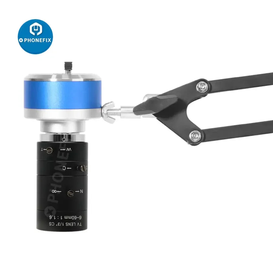 PhoneFIX 6-60mm 1/3" CCD F1.6 CS Mount Machine Vision Lens for CCTV Surveillance Camera, showing lens with focus and mount details.