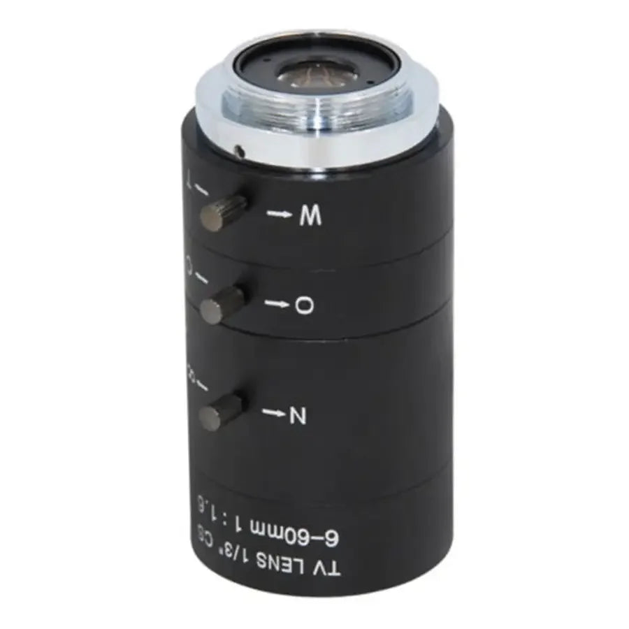 PhoneFIX 6-60mm CS mount manual varifocal lens for industrial microscopes, designed for precise machine vision applications.