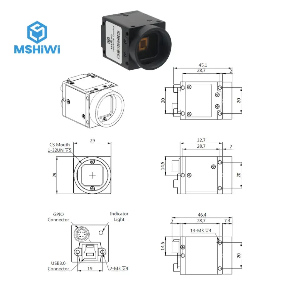 PHONEFIX 5MP industrial machine vision lens with 6mm C-mount, FA 1/1.8" sensor, designed for precise imaging applications