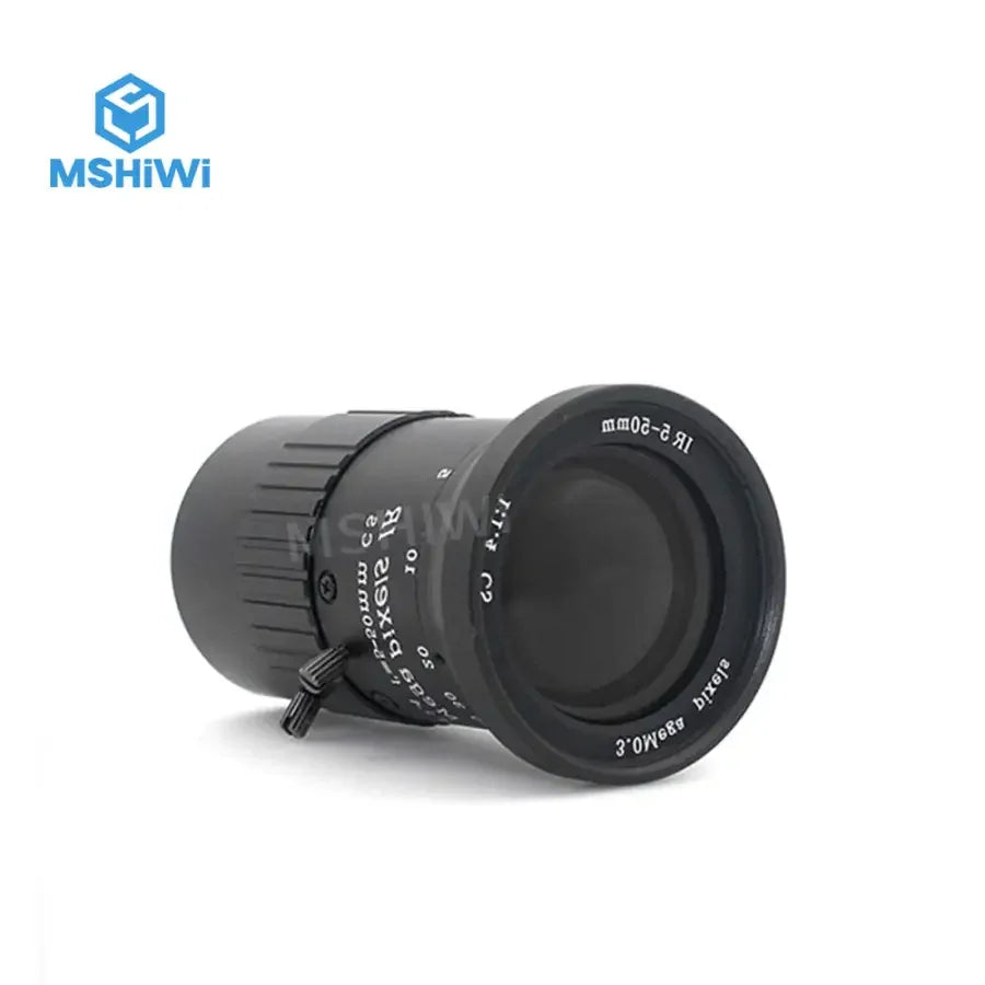Objectif PHONEFIX varifocal F/1.4 5-50 mm pour vision industrielle, avec diaphragme manuel et monture CS, pour applications d'imagerie de précision.