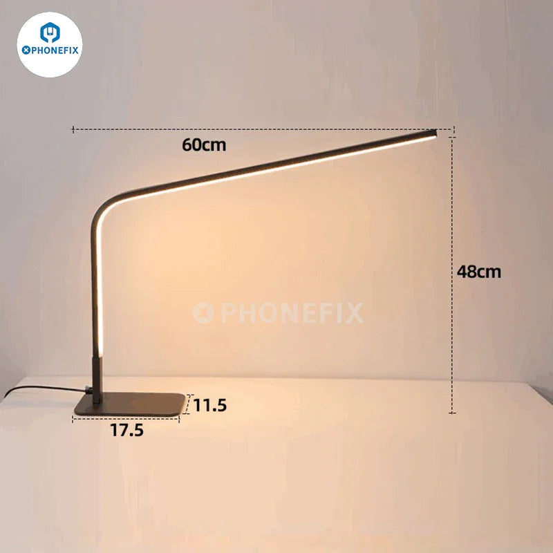 Lámpara de escritorio LED inteligente Phonefix de 12 W con lupa, luz ajustable y tres opciones de color para trabajos de precisión.