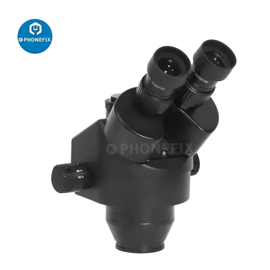 PhoneFIX 7X-45X trinocular zoom stereo microscope with simul-focal head, ideal for detailed scientific or educational work.