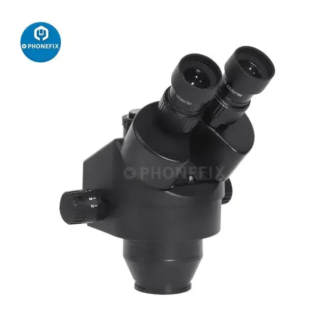 PHONEFIX 7X-45X trinocular zoom stereo microscope with Simul-Focal head, used for detailed scientific or educational viewing.