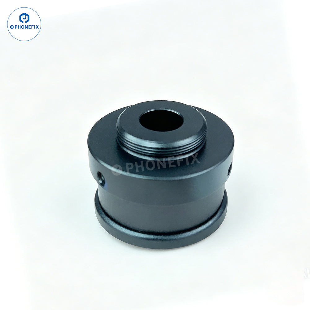 PHONEFIX Simul-focal 8X-50X industrial trinocular stereo microscope with C-mount lens for detailed magnified viewing.