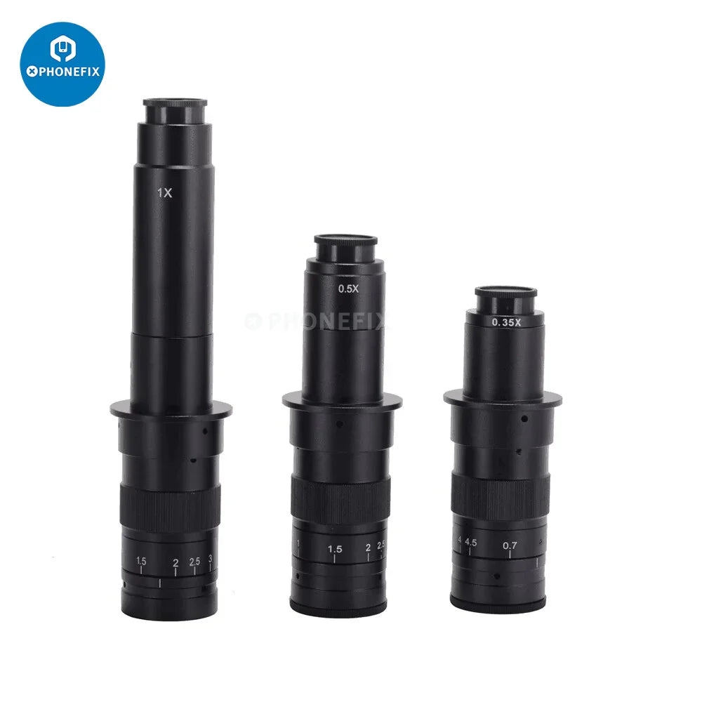 PHONEFIX microscope camera C-mount lens adapter with 1.0X, 0.5X, 0.35X zoom for microscope accessories.