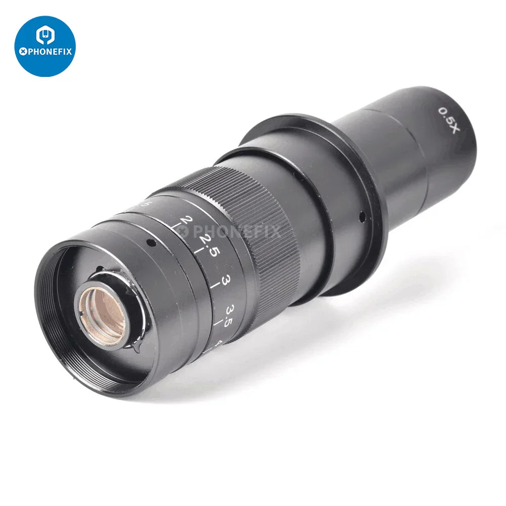 PHONEFIX microscope camera C-mount lens adapter with 1.0X, 0.5X, 0.35X zoom for microscope accessories, visible with lens and adapter components.