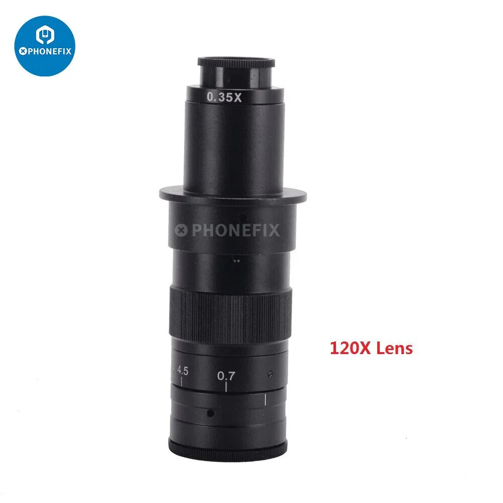 PHONEFIX microscope camera C-mount lens adapter with 1.0X, 0.5X, 0.35X zoom for microscope accessories.