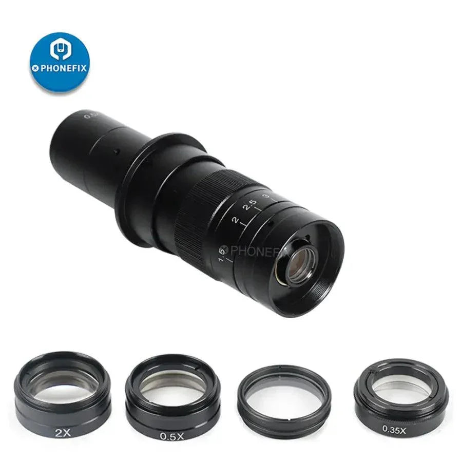 PhoneFix 0.5X Barlow lens for microscope C-mount, auxiliary objective glass for 180X and 300X magnification.