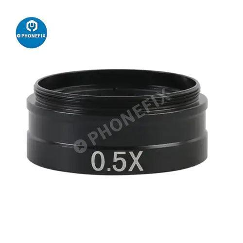 PhoneFix 0.5X Barlow lens for microscope, auxiliary objective glass compatible with 180X and 300X C-mount microscopes.