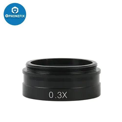 PhoneFix 0.5X Barlow lens for microscope C-mount, auxiliary objective glass for 180x to 300x magnification.