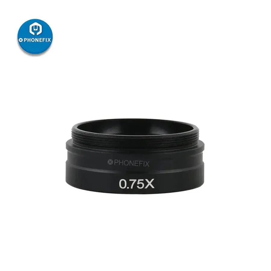PhoneFix 0.5X Barlow lens auxiliary objective glass for microscope, compatible with 180X and 300X C-mount microscopes.