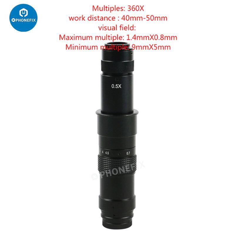Adjustable Zoom C-Mount Glass Lens Adapter for microscope cameras, compatible with PHONEFIX microscope accessories.