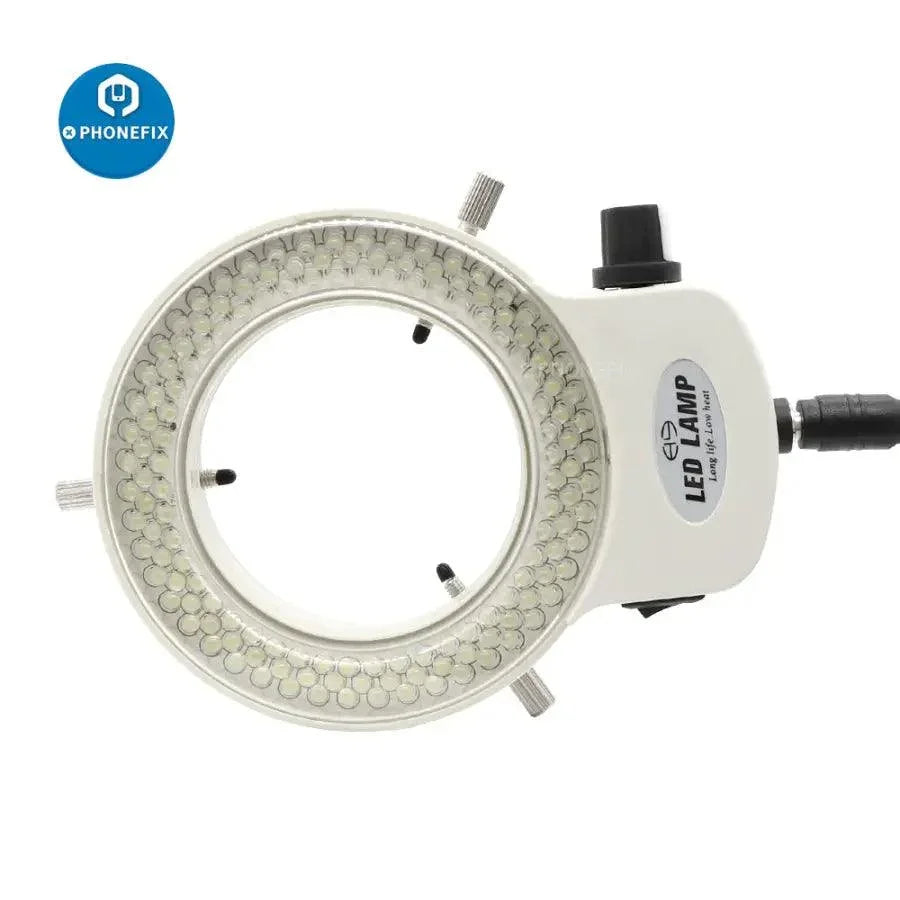 Adjustable 144/60 LEDs microscope ring light with adapter, microscope accessory by PHONEFIX, for enhanced illumination.