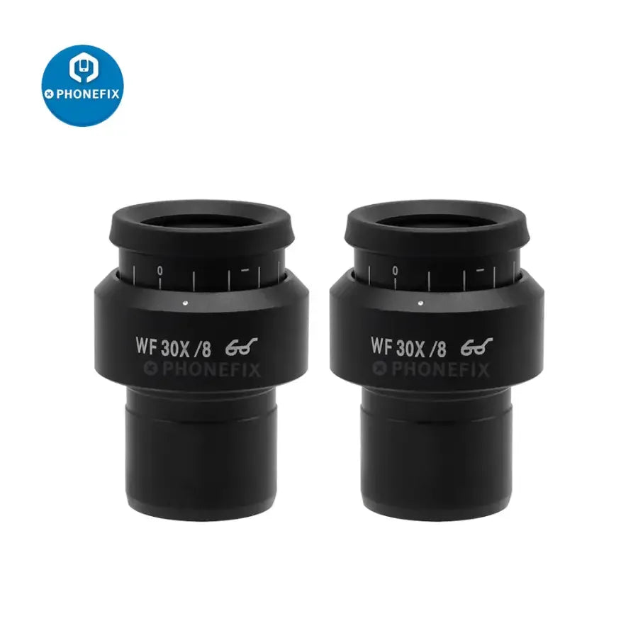 WF30X/8 microscope eyepieces with 30mm interface and high eye point for PHONEFIX microscopes, suitable for detailed viewing.