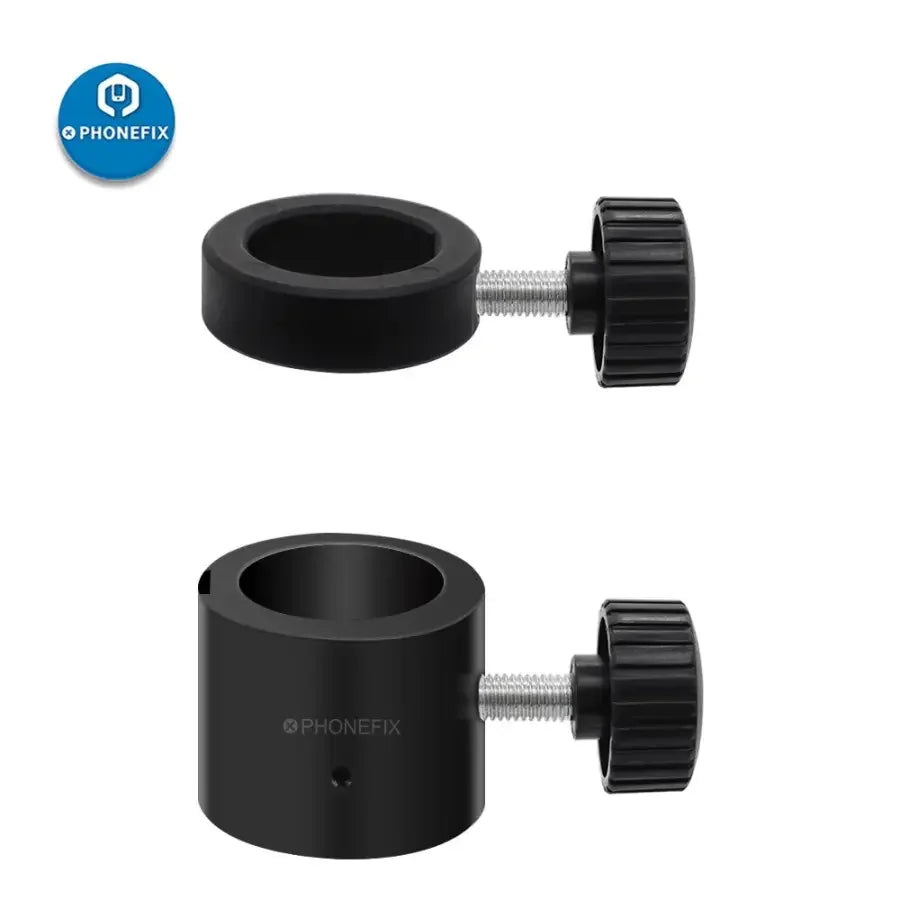 PhoneFix 32mm/25mm stereo microscope accessory, position ring with screw for microscope bracket, precision optical equipment part.