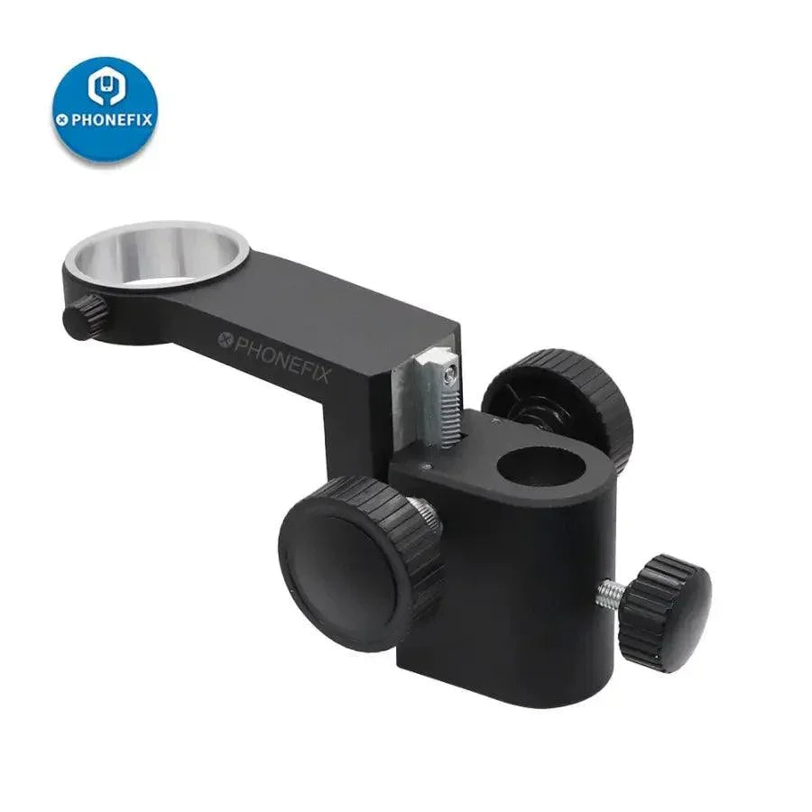 PhoneFix stereo microscope head holder focusing stand bracket, 50mm diameter, compatible with microscope accessories.