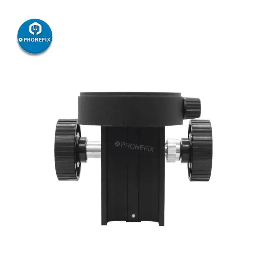 PhoneFix stereo microscope head holder bracket for 50mm diameter focusing stand, accessory for microscope setups and adjustments.