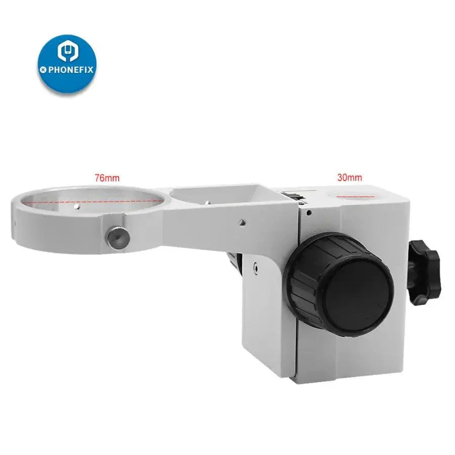 Adjustable microscope head holder arm stand fixture with 76mm focus bracket for microscope accessories by PHONEFIX.
