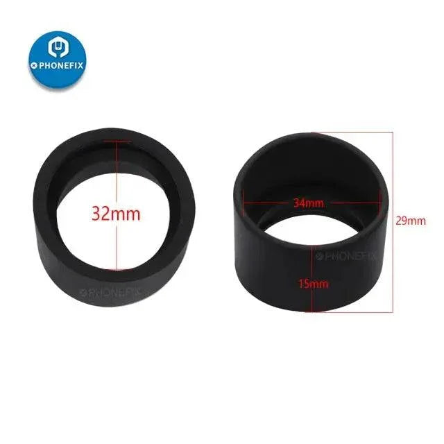 Two 32/33mm rubber eyepiece covers for microscope eye shields, designed to protect and secure microscope eyepieces.