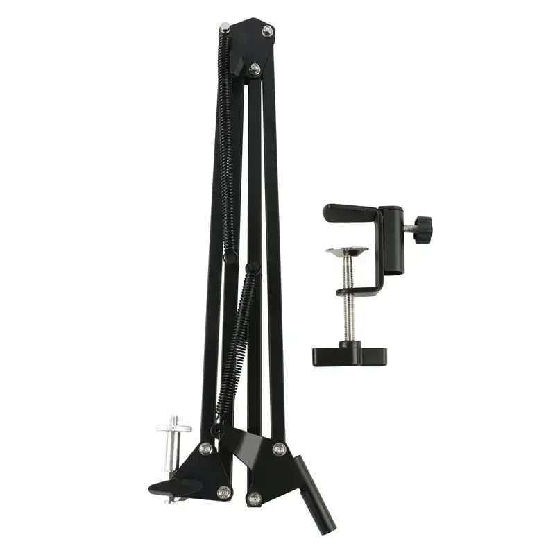 Adjustable boom table holder bracket for microscope cameras by PHONEFIX, compatible with various microscope accessories.