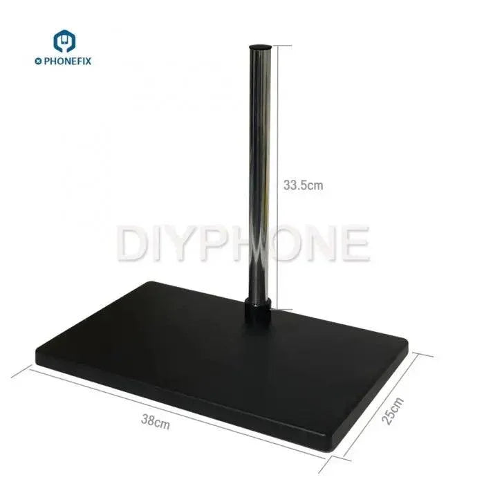 Red aluminum alloy microscope fixed base pad for PCB soldering and repair, designed for precise electronics work.