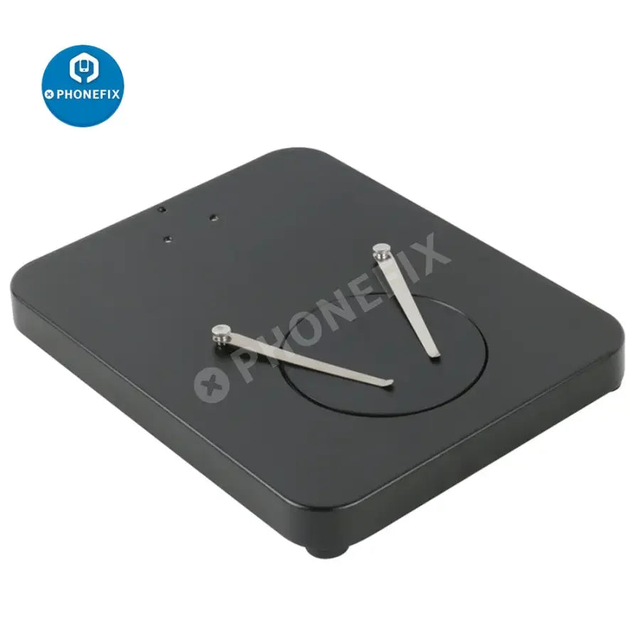 Stereo trinocular microscope base and working stand holder, PhoneFix brand, with a maintenance platform for laboratory microscopy use.
