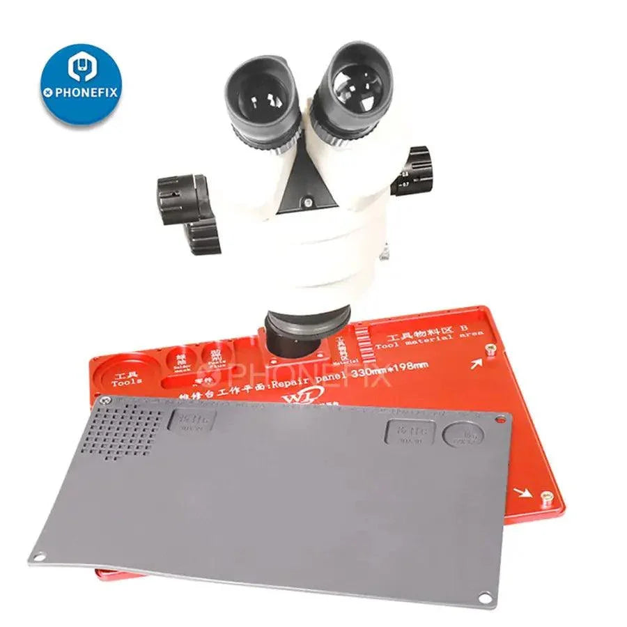 Base de microscopio de aleación de aluminio de 330x198 mm, diseñada como almohadilla de mantenimiento para accesorios de microscopio, de PHONEFIX.