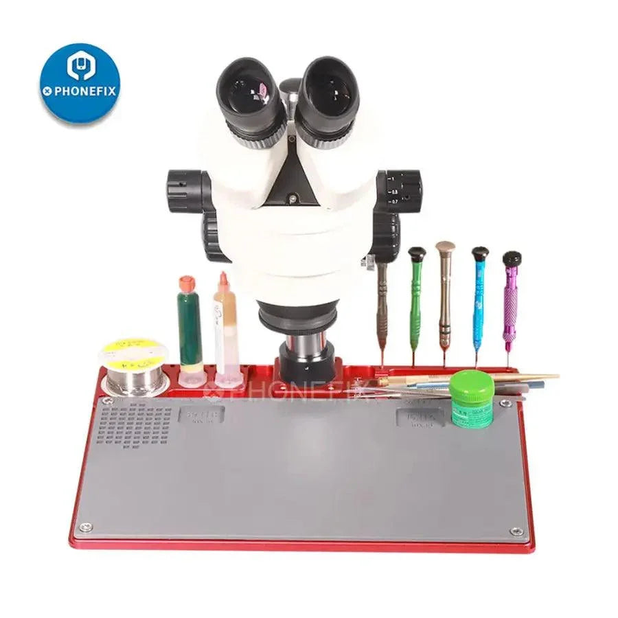 Base para microscopio WL de aleación de aluminio, de 330 x 198 mm, fabricada por PHONEFIX, utilizada como almohadilla de mantenimiento para accesorios de microscopio.