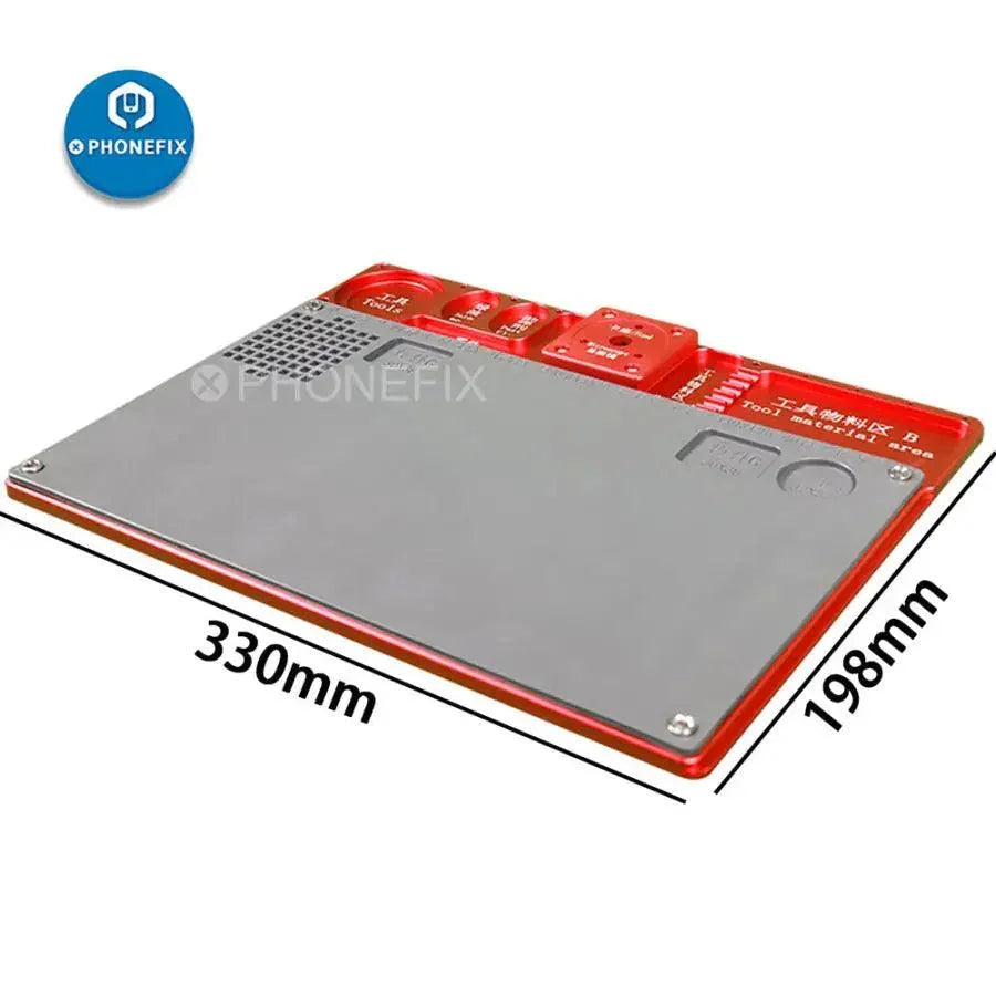 Base de mantenimiento para microscopio WL de aleación de aluminio, 330x198 mm, para accesorios de microscopio, de PHONEFIX, con un elegante acabado metálico.