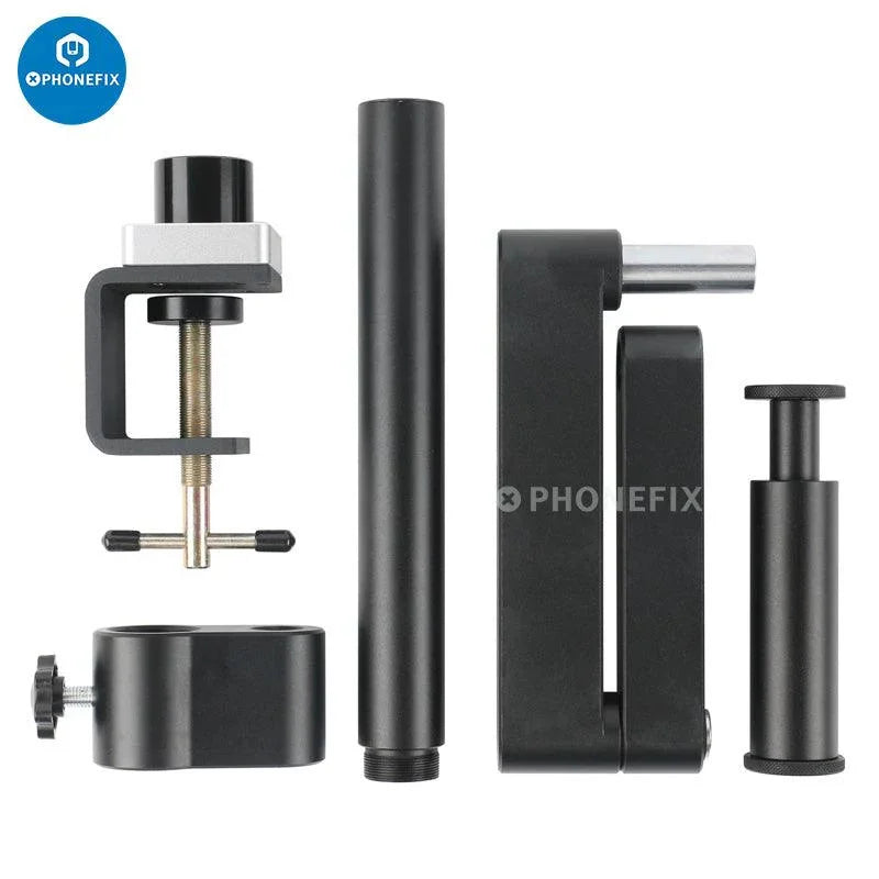 Portable articulating arm stand for microscopes, PHONEFIX focusing rack, ideal for precise adjustments in microscope accessories.
