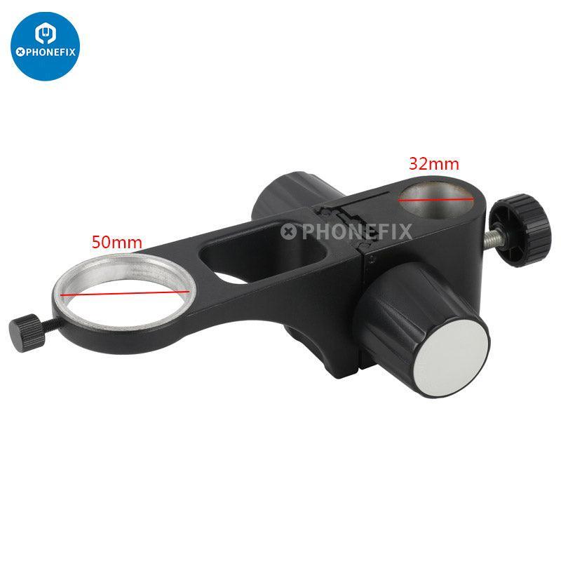 Portable articulating arm stand for microscope focusing rack, a PHONEFIX microscope accessory with adjustable support.