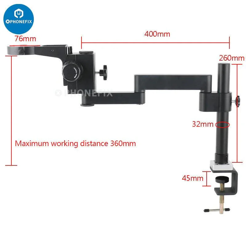 Portable articulating arm stand for microscope focusing rack, a PHONEFIX accessory for precise specimen positioning.