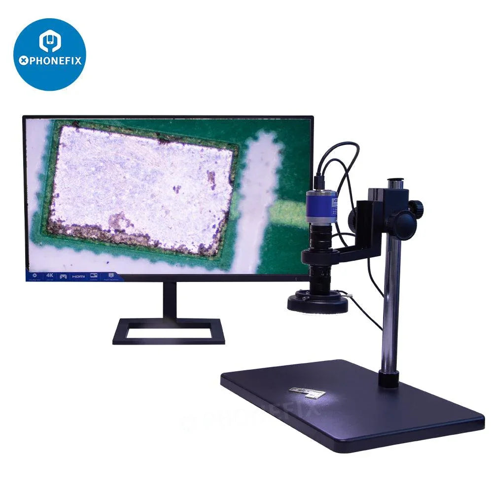 Phonefix 0.7X-4.5X C-mount zoom lens for electronic microscope HDMI camera, showing the compact adjustable optical device