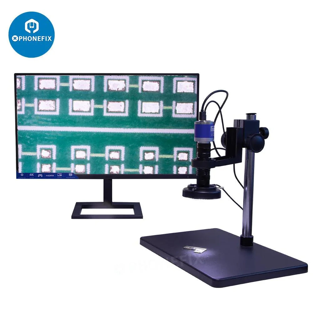 PHONEFIX 0.7X-4.5X C-Mount Zoom Lens for electronic microscope HDMI camera, close-up view of lens with adjustable zoom.